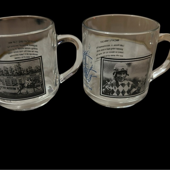 Rare Santa Anita Horse Racing Commemorative Glass Mug Set of 2 - Picture 7 of 9
